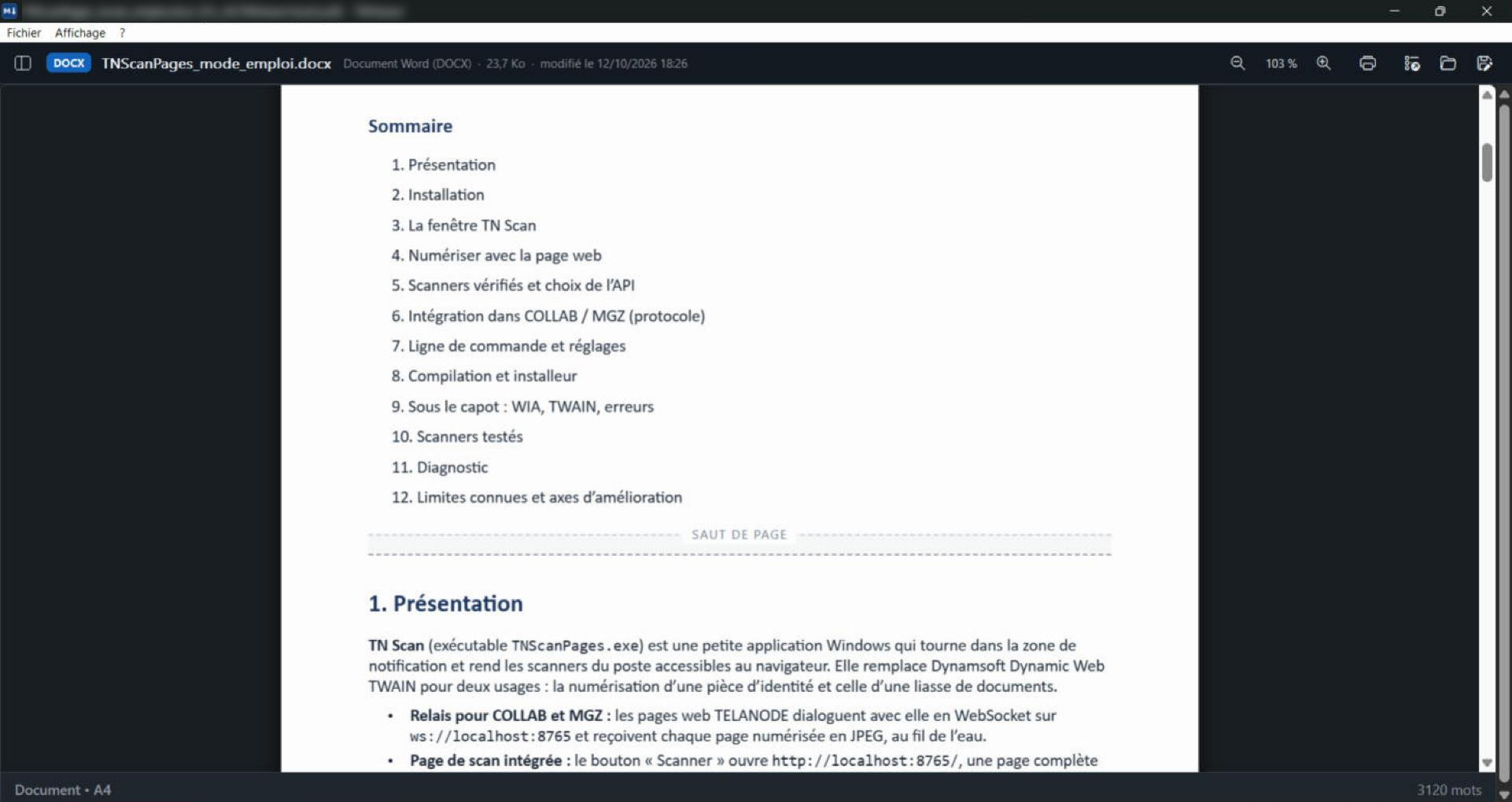 Lire un document Word (.docx) sans Microsoft Word dans TNViewer